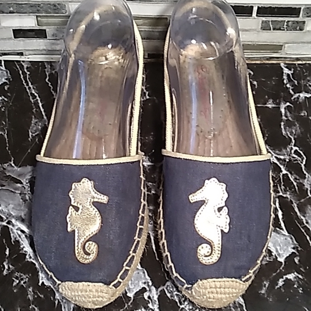 Lilly Pulitzer 6 espadrille canvas beachcomber nautical sea horse SIRENS